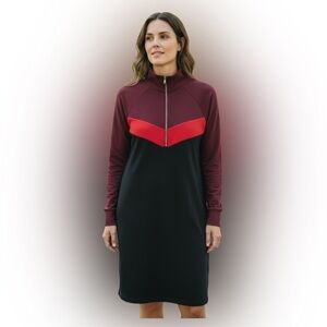 Express Burgundy and Black Long Sleeve Dress